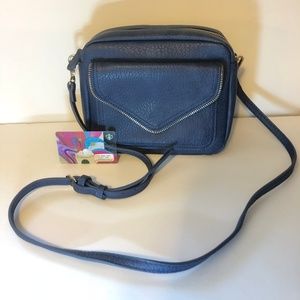 Blue cross body with zipper
